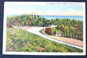 Picturesque Scenic Highway Muskegon Michigan MI Postcard PC 1940 Curteich - Picture 1 of 1