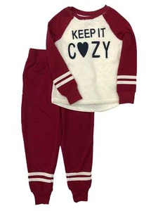Girls Red Keep It Cozy Pajamas Fleece Top & Jogger Pants Sleep Set - Picture 1 of 1