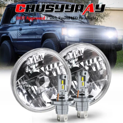 Par de faros LED redondos de 7 pulgadas para Dodge Raider 1987 1989 haz alto y bajo Foto 1 de 4