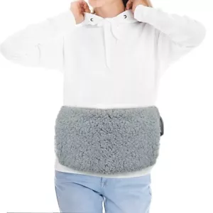 SlumberzzZ Grey Teddy Fleece Hot Water Bottle Body Wrap Belt - Picture 1 of 4
