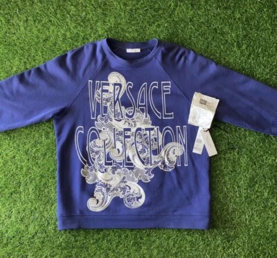 Versace Collection Gray Colorblock Crewneck Long Sleeve Sweater Mens Size Medium - Image 1 of 4