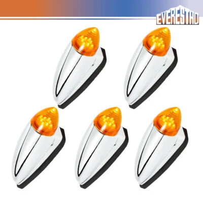 5x 8LED Cab Roof Marker Clearance Lights Amber Chrome Fit For Mack CHU 2008-2019 - Image 1 of 4