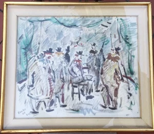 NANDO DA PISTOIA DIPINTO OLIO SU TELA CLOWNS DANZANTI/OIL ON CANVAS - Picture 1 of 4