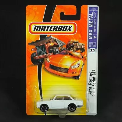 2007 Matchbox MBX Metal Alfa Romeo Giulia Sprint GTA White Diecast #32 SEALED - Image 1 of 4