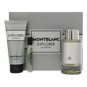 Mont Blanc Explorer Platinum By Mont Blanc 3 Piece Gift Set - 3.3 Oz Eau De Parf - Picture 1 of 1