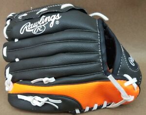 Rawlings PL95DSO Players Series 9.5" Youth Baseball/T-ball Glove RHT, Blk/Orange