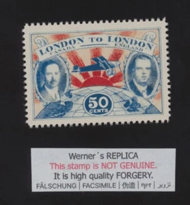 FORGERY - Werner's REPLICA of 1927 Canada 50c London to London - Picture 1 of 1