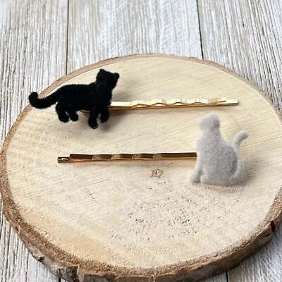 Cat Hair Pin, Kitty Bobby Pin, Womens Hair Pin, Black Cat Bobby Pin, Kitty Hair  - Image 1 of 4