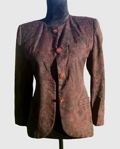 Casual Corner Womens Blazer Geometric Design Jacket Size 2P Shoulder Pads VTG. - Picture 1 of 15