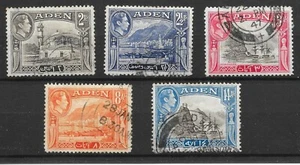 ADEN CARD OF 5 1939/48 AVERAGE USED SG20-23a PAPER ADHESION & HINGE REMAINS. - Picture 1 of 2