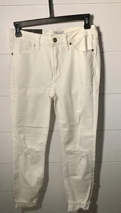 Pantalones de mezclilla plateados para mujer talla 26x27 Most Wanted tiro medio ajustados blancos desgastados nuevos con etiquetas - Imagen 1 de 9
