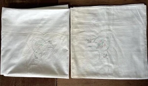 2 alte Leinen (?) Baumwolle (?) Paradekissen Bezüge Stickerei Spitze 2471/23 - Picture 1 of 7