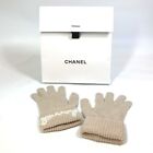 Chanel Gloves Logo Pearl Cashmere silk Beige Ladies  RR64