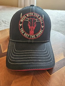 Cowboy Hardware Baseball Cap Hat Black Embroidered Bull Logo L/XL Otto Flex - Picture 1 of 7