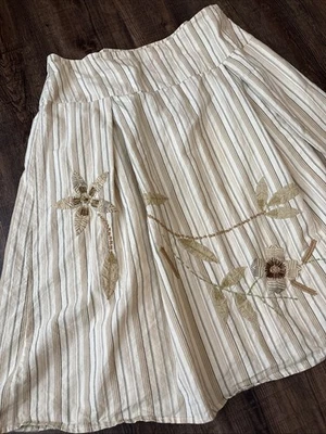 VTG  2000 y2k Drop Waist Boho Striped Skirt Floral Quilted Embellish Whimsigoth - Image 1 of 4