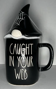 Rae Dunn Caught In Your Web Figural Gnome Mug With Topper Halloween Cup - Picture 1 of 24
