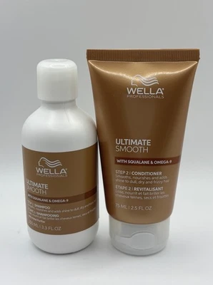 NEW Wella ULTIMATE SMOOTH Shampoo 3.3oz & Conditioner 2.5oz Travel Set Free Ship - Image 1 of 4