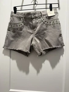 Abercrombie Kids Girls Mid Rise Cutoff MIDI Denim Shorts 17/18 Green Short New - Picture 1 of 4