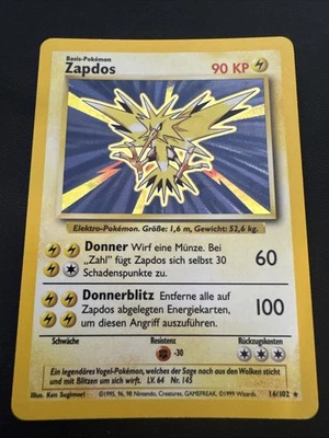 1999 POKEMON GERMAN #16 ZAPDOS-HOLO RARE VINTAGE WoTC - Image 1 of 4