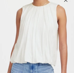 MADEWELL White 100% Cotton Pleated Bubble Blouson Sleeveless Top Size XS NWT - Picture 1 of 7