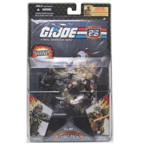 Gi Joe Hasbro 25th Anniversary 3 3/4" Wave 4 Action Figures Comic Book 2-pack Storm Shadow Vs. Firefly