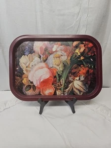BANDEJAS DE SERVIR VINTAGE Decoración Metal Rojo con Estampado Floral Bsed Flores Pintadas - Imagen 1 de 6