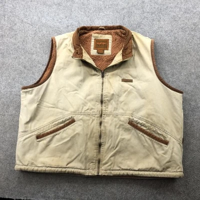 Chaleco Wrangler Hero Para Hombres 2XL Beige Marrón Forrado Sherpa Pana Borde Ropa de Trabajo Foto 1 de 4