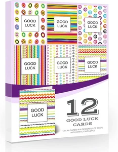 Olivia Samuel 12 x Mixed Good Luck Cards Pack with Envelopes. UK Made and Fully - Picture 1 of 8
