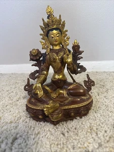 Handmade Green Tara Statue By Lost Wax Process 9 - Picture 1 of 6