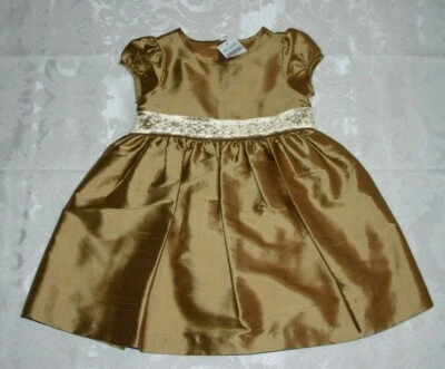 Vestido de fiesta de vacaciones Gymboree PRIM & APROPIADO dorado seda nuevo con etiquetas 2T Foto 1 de 4