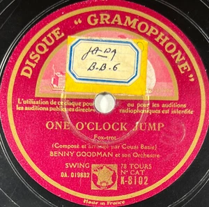 Benny Goodman : Don't be that way / One o'clock jump 78 rpm GRAMOPHONE K-8102 - Imagen 1 de 5