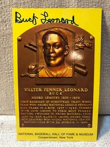 Cartolina Buck Leonard firmata autografata oro Hall of Fame targa HOF JSA - Foto 1 di 3