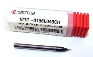 1/64" (.0156") CARBIDE END MILL 4 FLUTE .003" RAD AlTIN KYOCERA 1812-0156L045CR - Picture 1 of 3