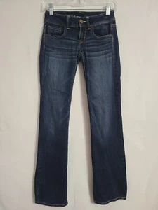 American Eagle Jeans Womens Stretch Slim Boot Dark Wash Denim Sz 00 - Picture 1 of 6