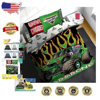 Juego de edredón completo Monster Jam de 7 piezas - ropa de cama y sábanas súper suaves para niños Foto 1 de 4