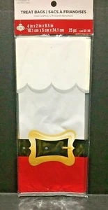 Christmas Treat Bags with Twist Ties Santa Claus 25 Pc 4” x 2” x 9.5” New - Picture 1 of 2