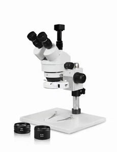 Parco 3.5X-90X Simul-Focal Trinocular Zoom Stereo Microscope w/ 5MP Camera - Picture 1 of 6