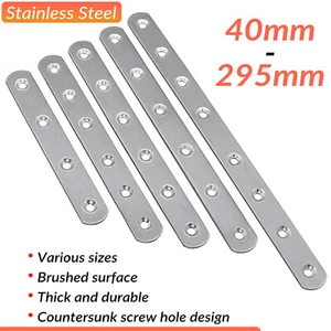 Stainless Steel Repair Plate Flat Straight Fixing Mending Corner Brace Bracket - Imagen 1 de 19