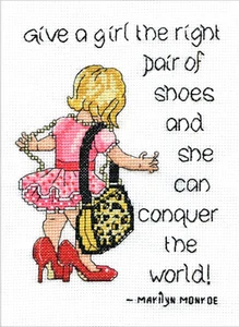 Cross Stitch Kit Design Works Right Pair of Shoes Marilyn Monroe Saying #DW2955 - Picture 1 of 4