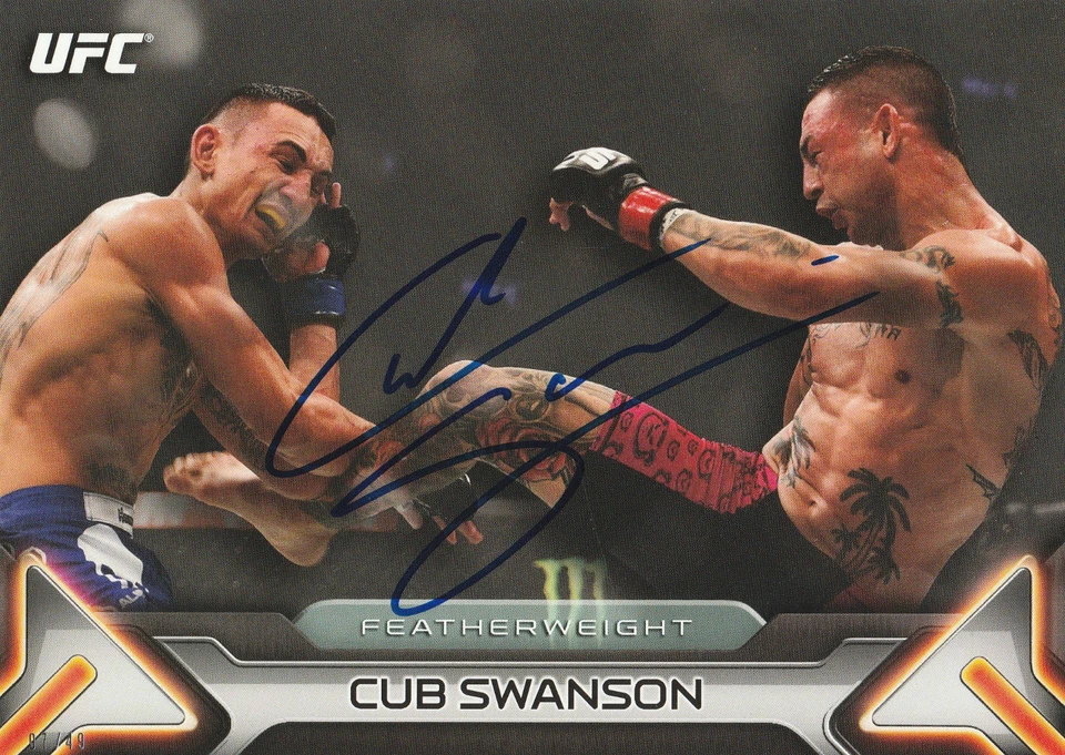 Tarjeta de 5x7 Topps Knockout firmada por Cub Swanson UFC 2016 #/49 CERTIFICADO DE AUTENTICIDAD BAJO 206 162 Foto 1 de 1