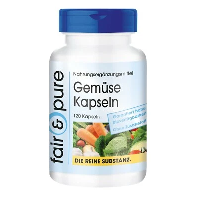 Gemüse Kapseln - 120 Kapseln - 10 Sorten Super-Gemüse + Spirulina | fair &pure
