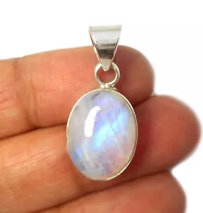 Moonstone Gemstone Pendant Solid 925 Sterling Silver Oval Gemstone Pendant MK* - Picture 1 of 8