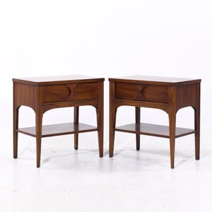 Kent Coffey Perspecta Mid Century Walnut and Rosewood Nightstands - Pair - Picture 1 of 11
