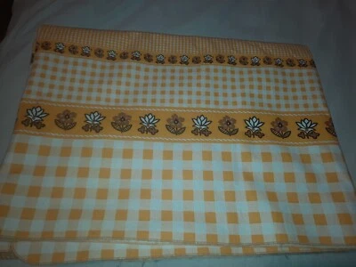 Vintage Yellow Checkered Flower Vinyl Outdoor Table Cloth 52"×70" - Image 1 of 4
