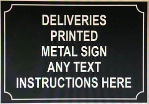 Personalised Metal Sign Parcel Delivery Post Printed Courier Deliveries Any Text - Picture 1 of 14