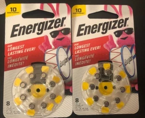 Energizer Hearing Aid Batteries Size 10, Yellow Tab, (2) 8 Packs Exp. 2026 New - Picture 1 of 14