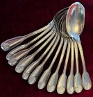 Antique Beautiful Set Of 12 Sterling Silver Spoons Hallmarked France 19Th C