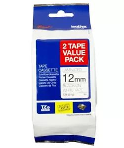 Brother GENUINE 231 TZe-231V2 Black on White Label Tape 12mm x 8m TWIN PACK - Picture 1 of 4