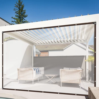 DENOTIP Wasserdichte transparente Plane mit Ösen Schutzplane LKW Folie Klare Garten Neu