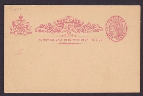 QUEENSLAND 1889 1D RED QV POSTCARD REPLY FINE UNUSED POSTAL STATIONARY (NG62) Cover